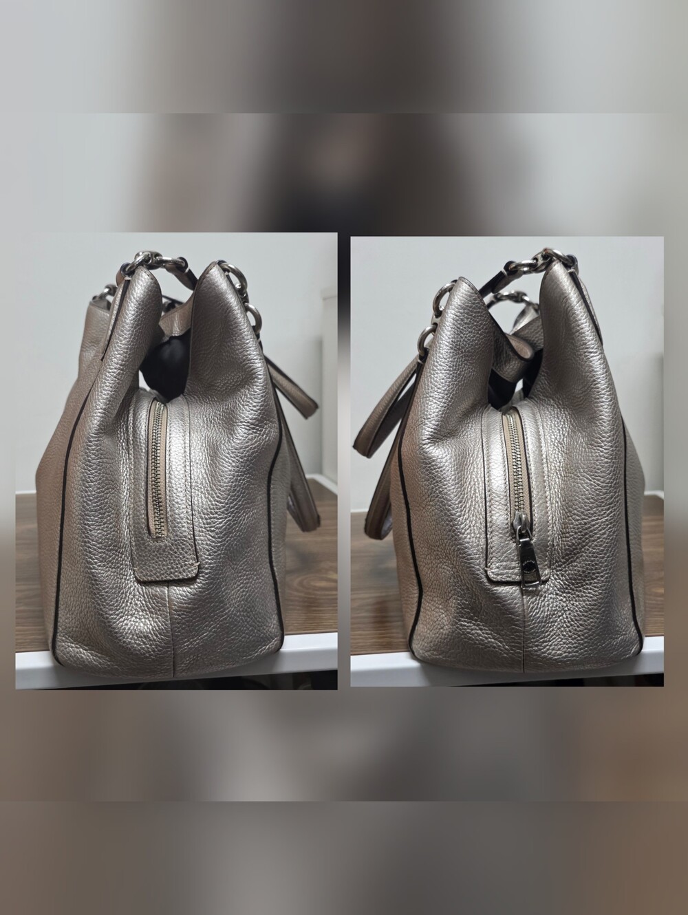 Coach F80271 Hallie Metallic Leather Shoulder Bag - Picture 9 of 15